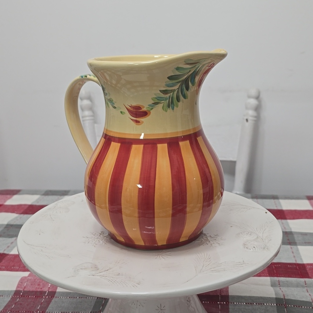 Southern Living Gail Pittman Collectible Decor Pitcher Vase Orange Red Green